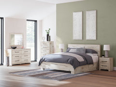 Lawroy Light Natural King Panel Bed with Storage - Ornate Home