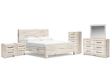 Lawroy Light Natural King Panel Bedroom Set with Dresser, Mirror, Chest and Nightstand (Online Special Price) - Ornate Home