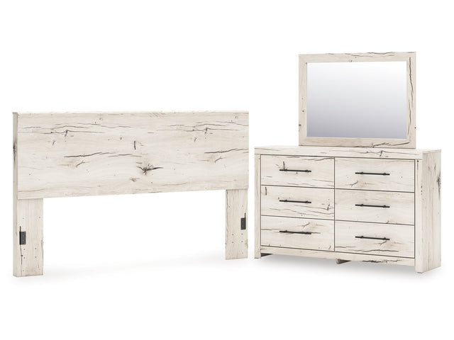 Lawroy Light Natural King Panel Headboard & Dresser & Mirror - Ornate Home