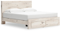 Lawroy Light Natural King Panel Storage Bed - Ornate Home