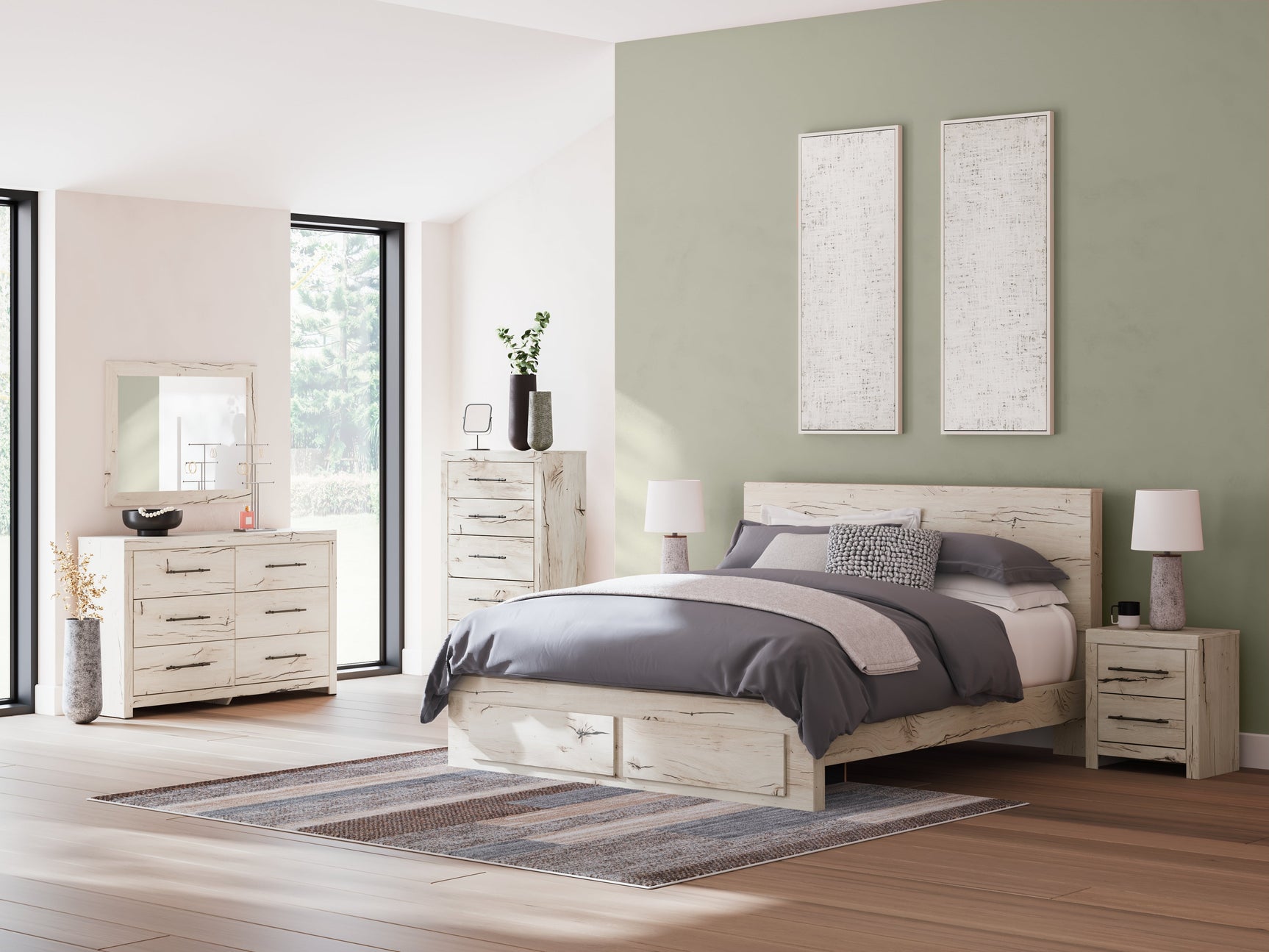 Lawroy Light Natural King Panel Storage Bed - Ornate Home