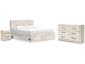 Lawroy Light Natural King Storage Bed & Dresser & Nightstand - Ornate Home