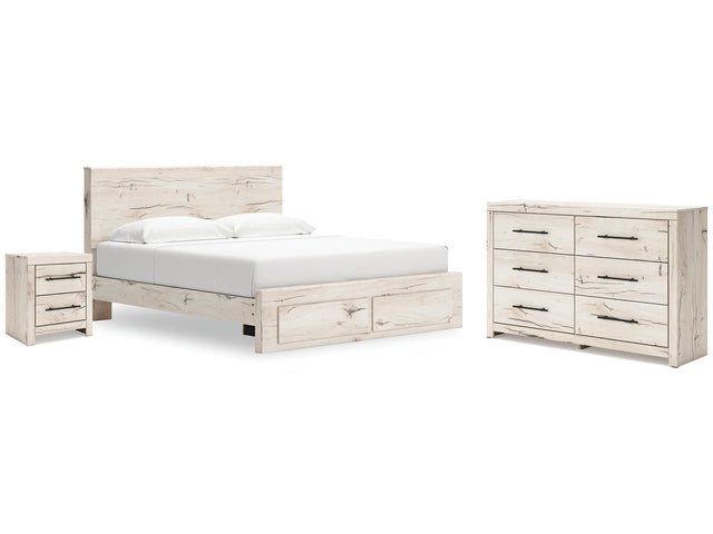 Lawroy Light Natural King Storage Bed & Dresser & Nightstand - Ornate Home