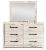 Lawroy Light Natural Queen Panel 2 Footboard Storage Bed & Dresser & Mirror - Ornate Home