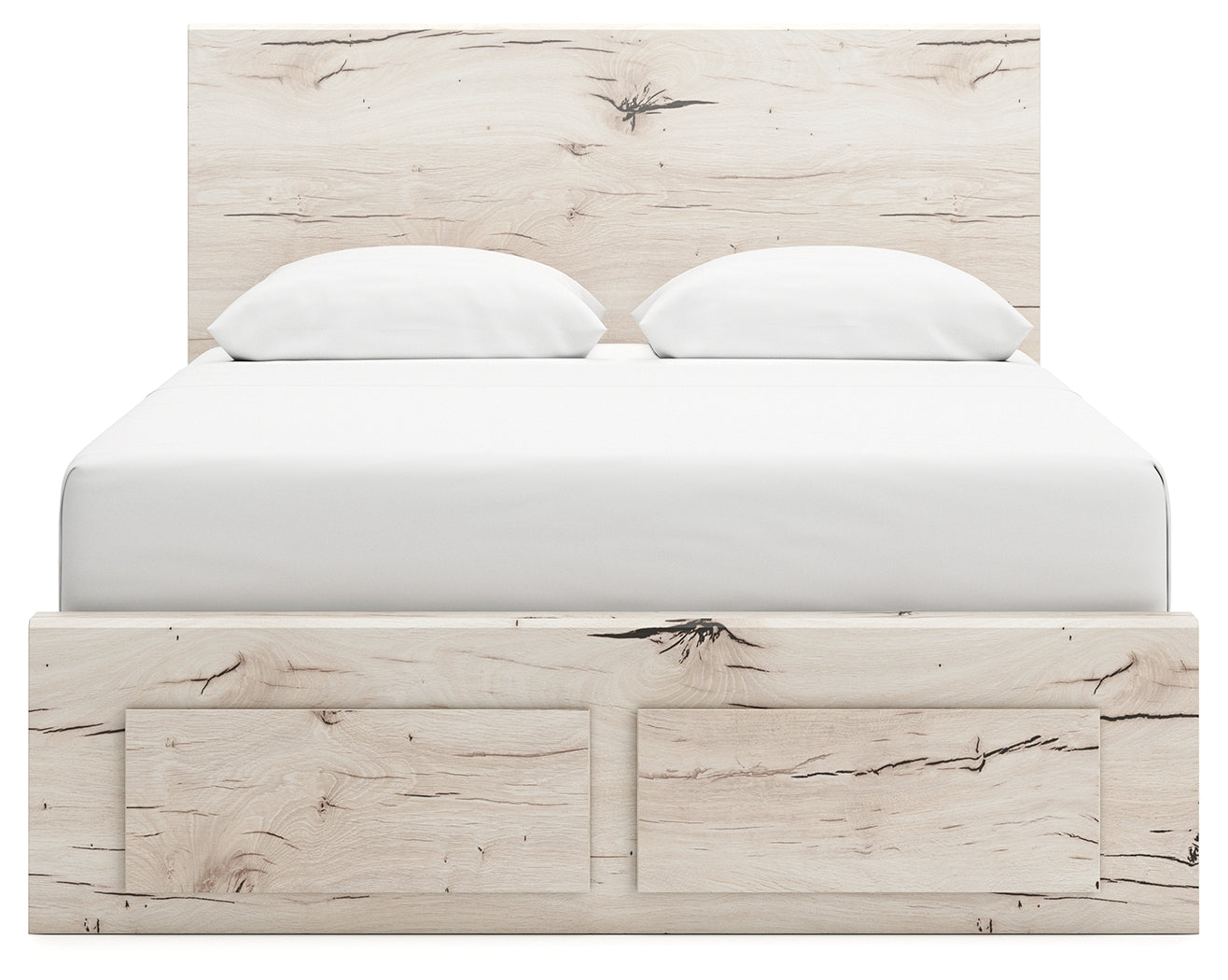 Lawroy Light Natural Queen Panel 2 Footboard Storage Bed & Dresser & Mirror - Ornate Home