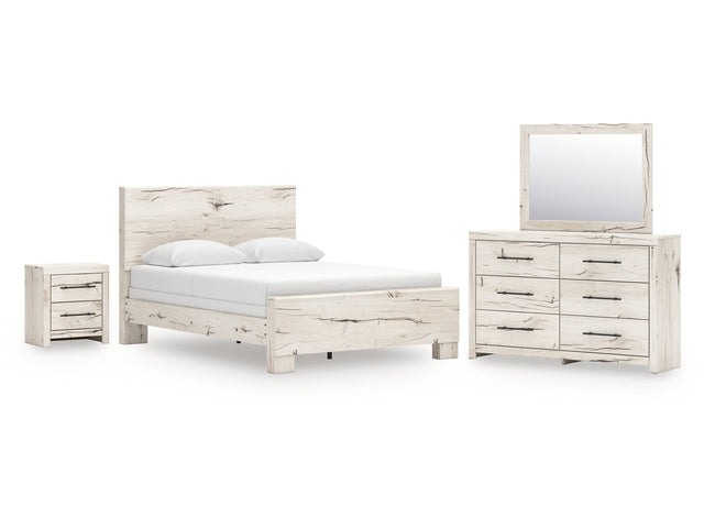 Lawroy Light Natural Queen Panel Bed & Dresser & Mirror & Nightstand - Ornate Home