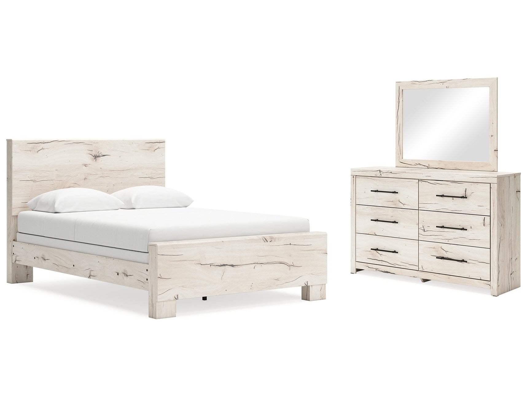 Lawroy Light Natural Queen Panel Bed & Dresser & Mirror - Ornate Home