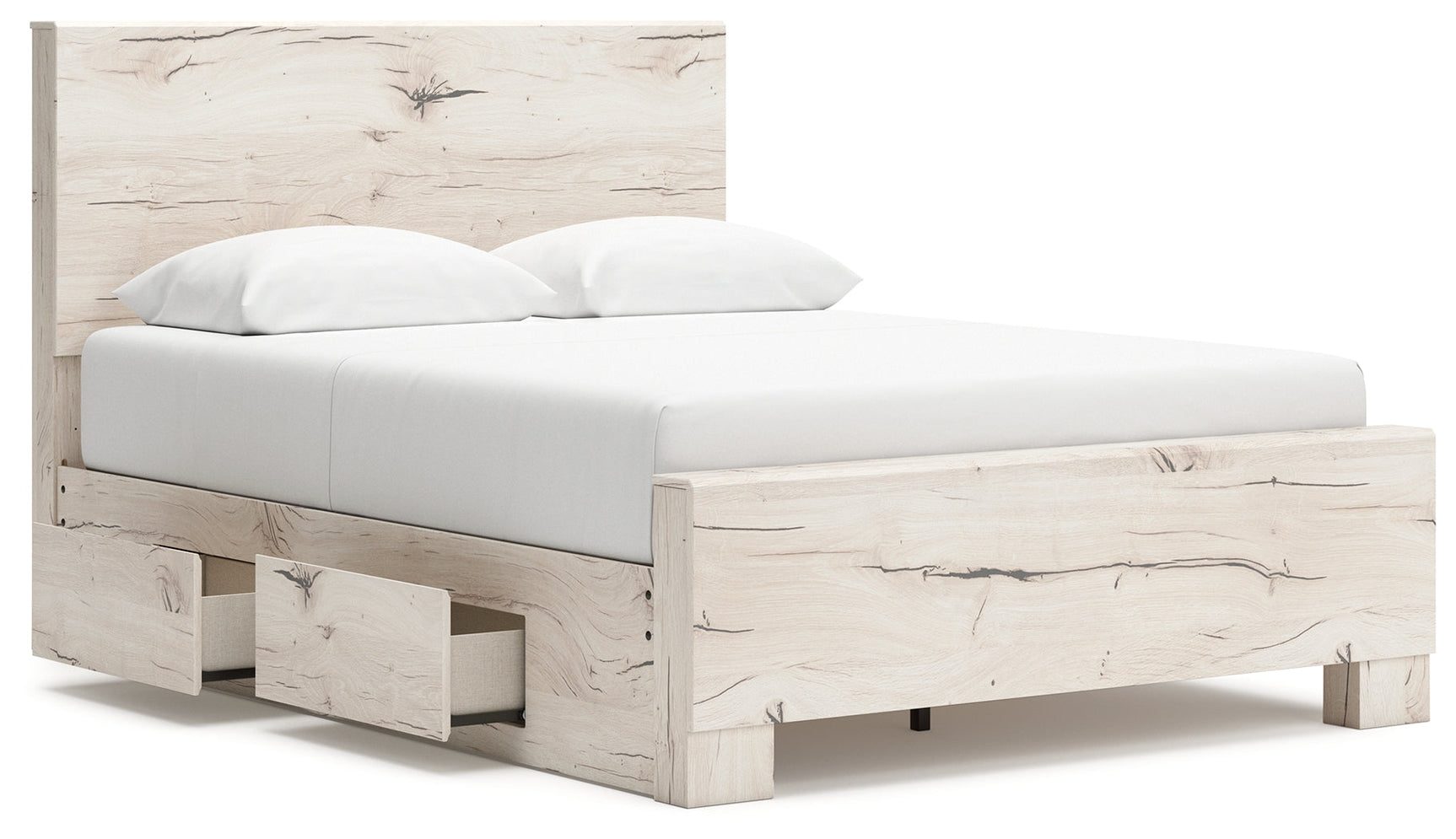 Lawroy Light Natural Queen Panel Bed w/2 Storage & Dresser & Mirror (Online Special Price) - Ornate Home