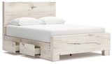 Lawroy Light Natural Queen Panel Bed w/2 Storage & Dresser & Mirror - Ornate Home