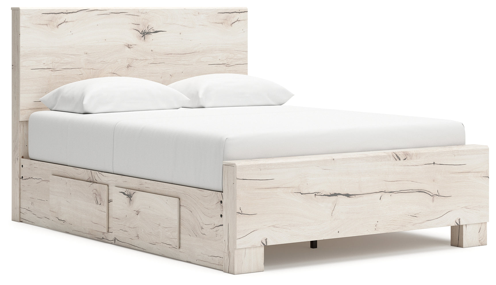 Lawroy Light Natural Queen Panel Bed w/2 Storage & Dresser & Mirror - Ornate Home
