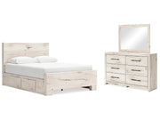 Lawroy Light Natural Queen Panel Bed w/4 Storage & Dresser & Mirror (Online Special Price) - Ornate Home