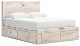 Lawroy Light Natural Queen Panel Bed with Storage Footboard, 2 Under Bed Storage Units (Online Special Price) - Ornate Home