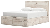 Lawroy Light Natural Queen Panel Bed with Storage Footboard, 2 Under Bed Storage Units (Online Special Price) - Ornate Home