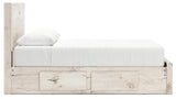 Lawroy Light Natural Queen Panel Bed with Storage Footboard, 2 Under Bed Storage Units - Ornate Home
