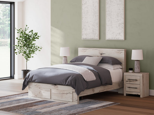Lawroy Light Natural Queen Panel Bed with Storage Footboard (Online Special Price) - Ornate Home