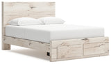 Lawroy Light Natural Queen Panel Bed with Storage Footboard (Online Special Price) - Ornate Home