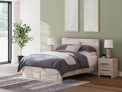Lawroy Light Natural Queen Panel Bed with Storage Footboard - Ornate Home