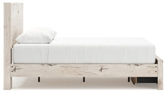 Lawroy Light Natural Queen Panel Bed with Storage Footboard - Ornate Home