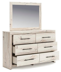 Lawroy Light Natural Queen Panel Storage Bed, Dresser, Mirror, Chest and Nightstand - Ornate Home