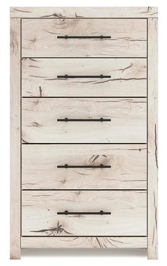Lawroy Light Natural Queen Panel Storage Bed, Dresser, Mirror, Chest and Nightstand - Ornate Home