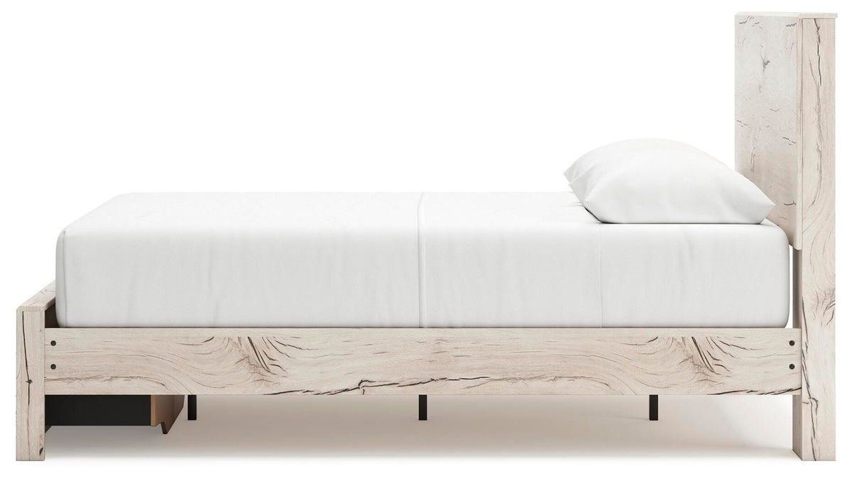 Lawroy Light Natural Queen Panel Storage Bed, Dresser, Mirror, Chest and Nightstand - Ornate Home