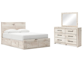 Lawroy Light Natural Queen Panel Storage Bed & Dresser & Mirror (Online Special Price) - Ornate Home