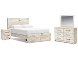 Lawroy Light Natural Queen Storage Bed & Dresser & Mirror & Nightstand (Online Special Price) - Ornate Home
