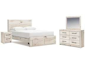Lawroy Light Natural Queen Storage Bed & Dresser & Mirror & Nightstand - Ornate Home
