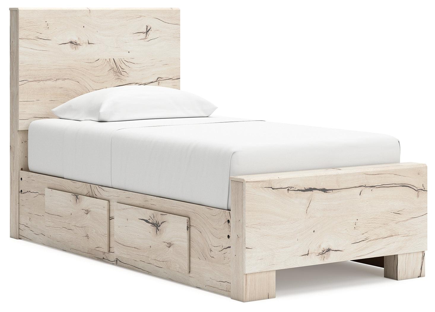 Lawroy Light Natural Twin Panel Bed with Storage and Nightstand (Online Special Price) - Ornate Home