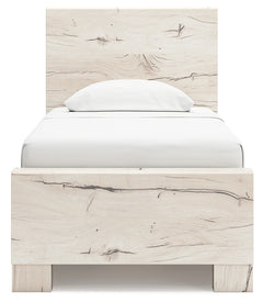 Lawroy Light Natural Twin Panel Bed with Storage and Nightstand - Ornate Home