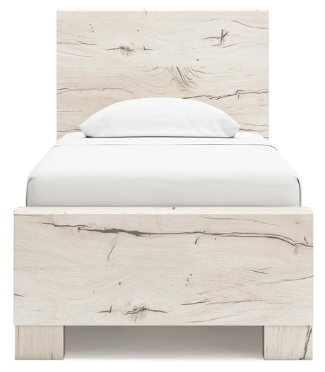 Lawroy Light Natural Twin Panel Bed with Storage and Nightstand - Ornate Home