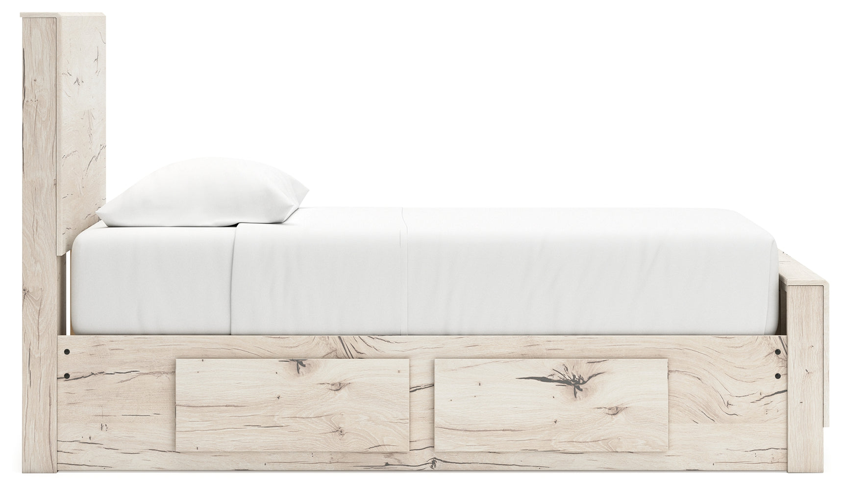 Lawroy Light Natural Twin Panel Bed with Storage and Nightstand - Ornate Home