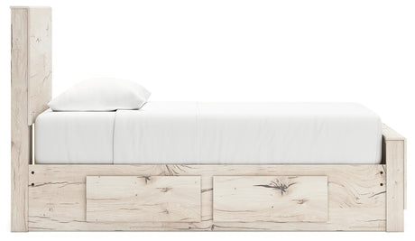 Lawroy Light Natural Twin Panel Bed with Storage and Nightstand - Ornate Home