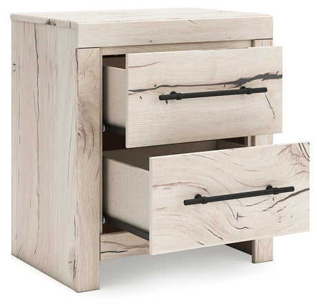 Lawroy Light Natural Twin Panel Bed with Storage and Nightstand - Ornate Home