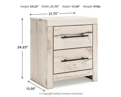 Lawroy Light Natural Twin Panel Bed with Storage and Nightstand - Ornate Home