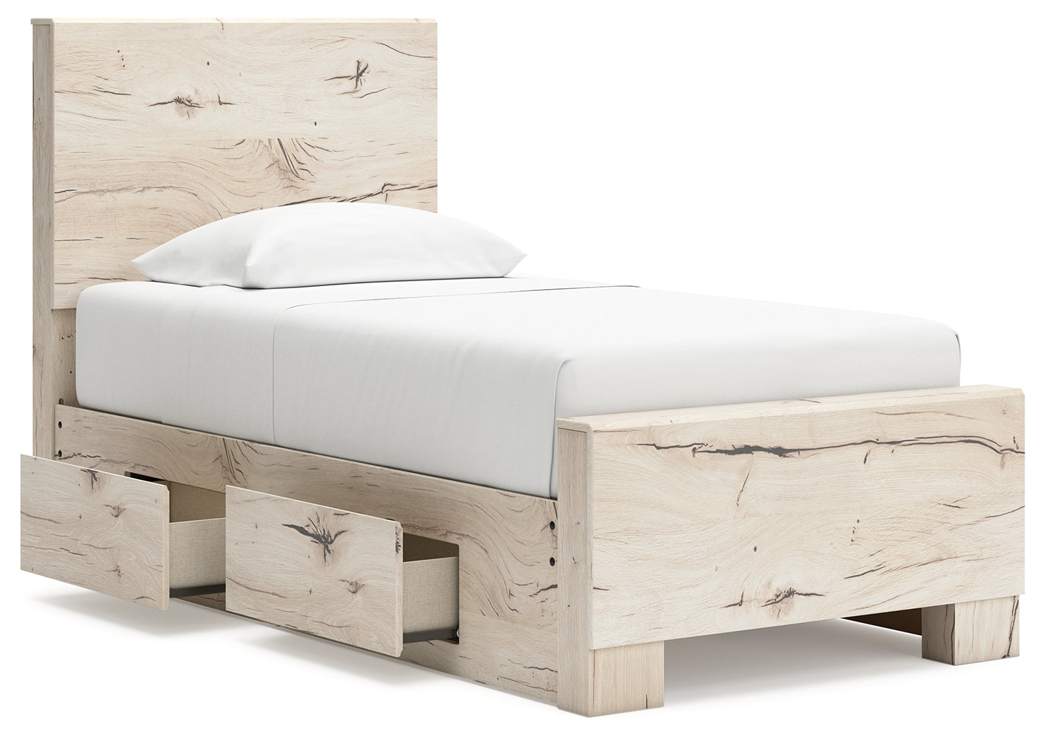 Lawroy Light Natural Twin Panel Bedroom Set with Storage and Nightstand (Online Special Price) - Ornate Home