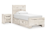 Lawroy Light Natural Twin Panel Bedroom Set with Storage and Nightstand - Ornate Home