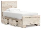 Lawroy Light Natural Twin Panel Bedroom Set with Storage and Nightstand - Ornate Home