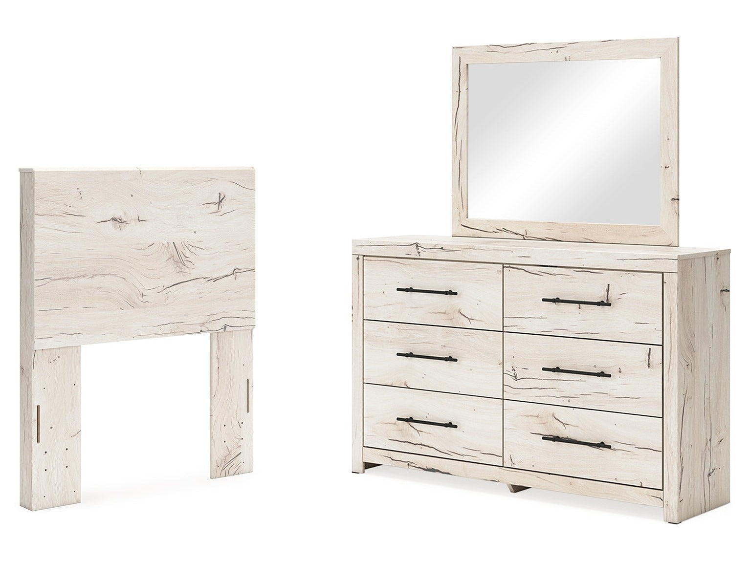 Lawroy Light Natural Twin Panel Headboard & Dresser & Mirror - Ornate Home