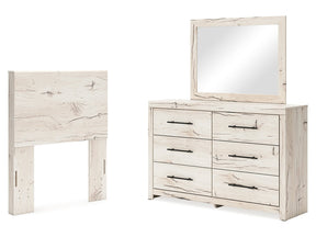 Lawroy Light Natural Twin Panel Headboard & Dresser & Mirror - Ornate Home