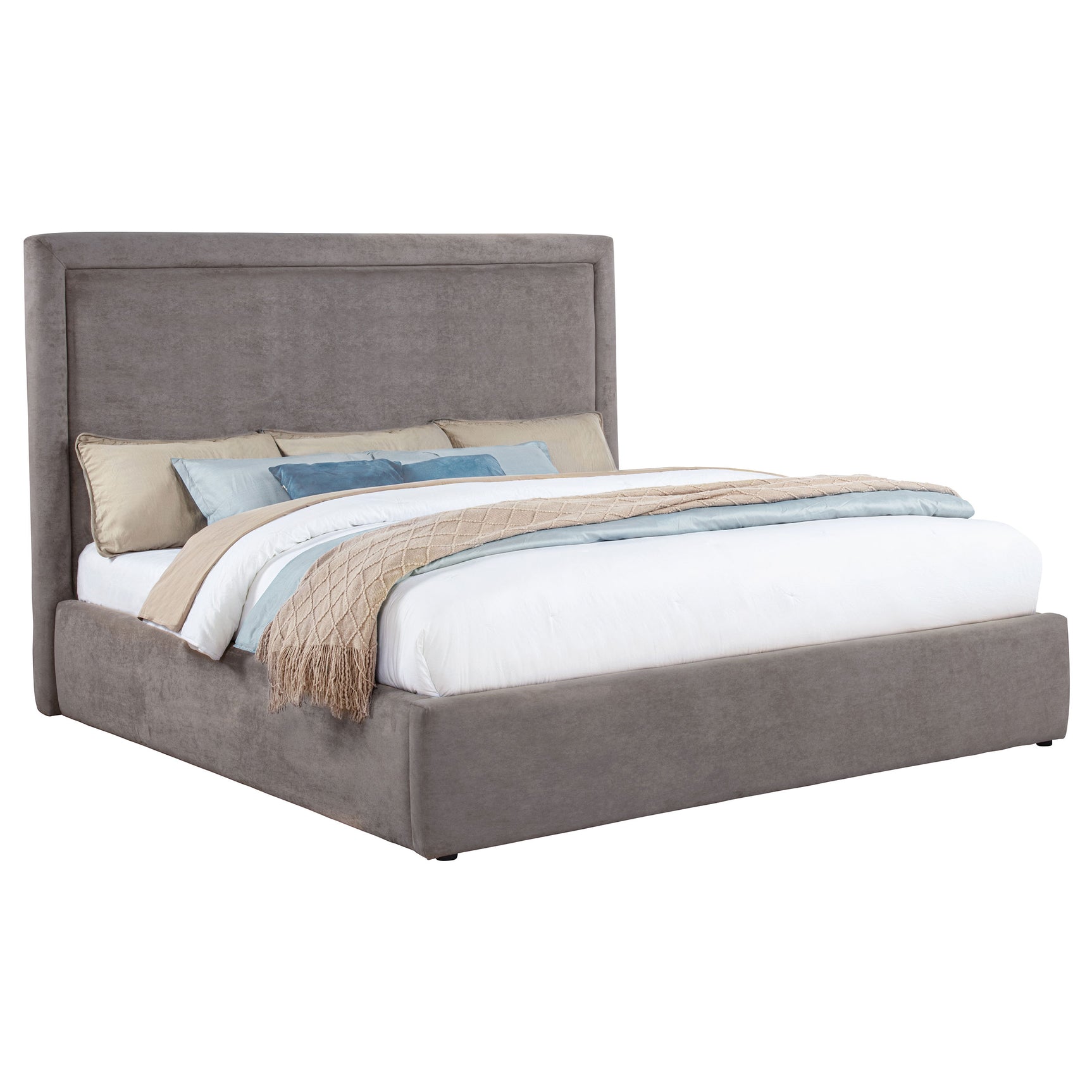 Lawson Mushroom 55-inch Upholstered Eastern King Platform Bed - Ornate Home