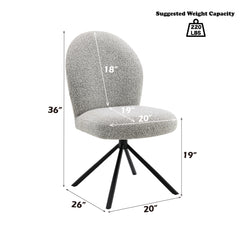 Lawton Gray Boucle & Black Side Chair W/Swivel (Set of 2) - Ornate Home