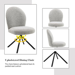 Lawton Gray Boucle & Black Side Chair W/Swivel (Set of 2) - Ornate Home