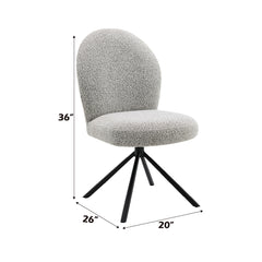 Lawton Gray Boucle & Black Side Chair W/Swivel (Set of 2) - Ornate Home