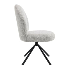 Lawton Gray Boucle & Black Side Chair W/Swivel (Set of 2) - Ornate Home