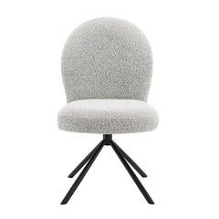 Lawton Gray Boucle & Black Side Chair W/Swivel (Set of 2) - Ornate Home
