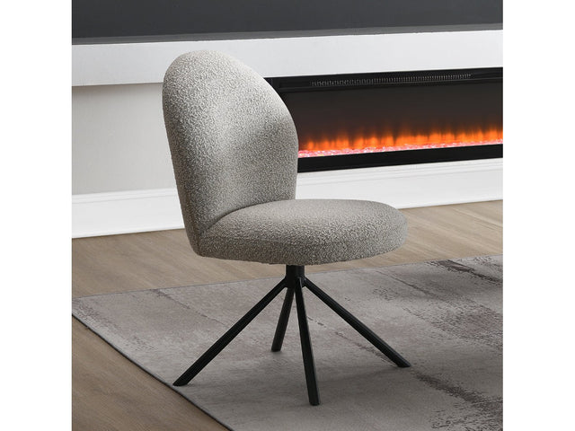 Lawton Gray Boucle & Black Side Chair W/Swivel (Set of 2) - Ornate Home