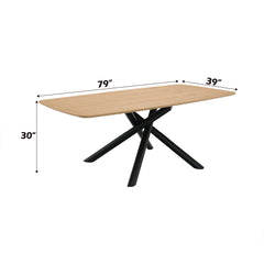 Lawton Natural & Black Dining Table - Ornate Home