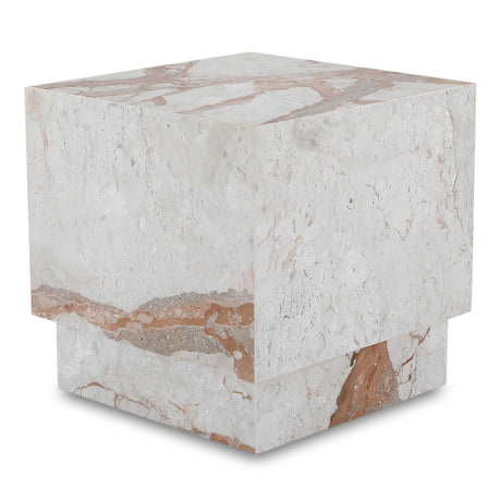 Layla Breccia Beige Marble Side Table - Ornate Home