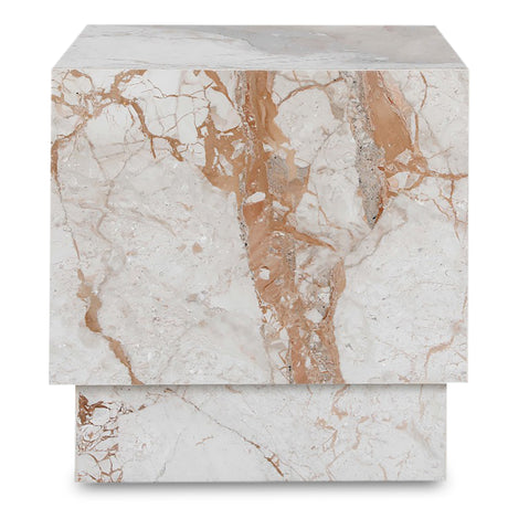 Layla Breccia Beige Marble Side Table - Ornate Home